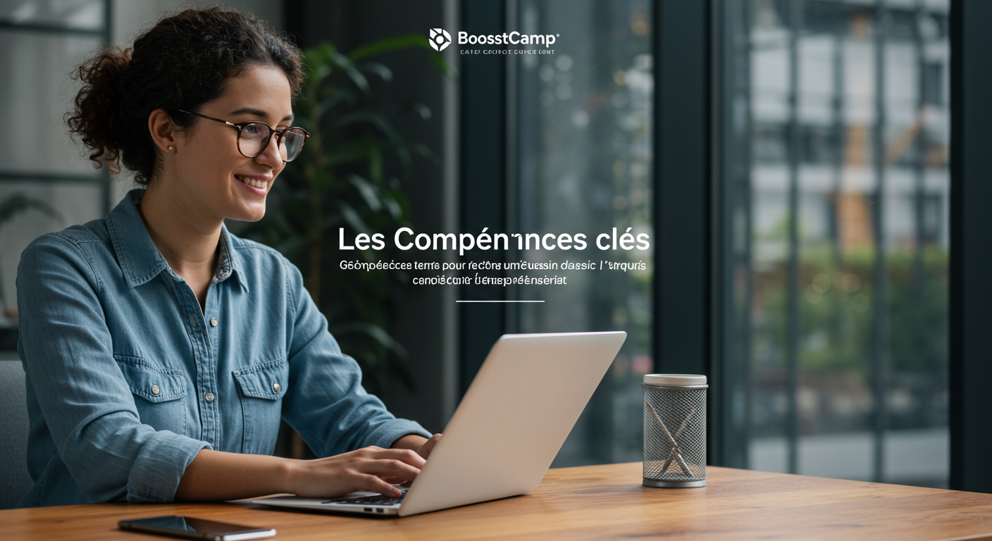 Illustration éditoriale pour Les Compétences Clés pour Réussir dans l&rsquo;Entrepreneuriat